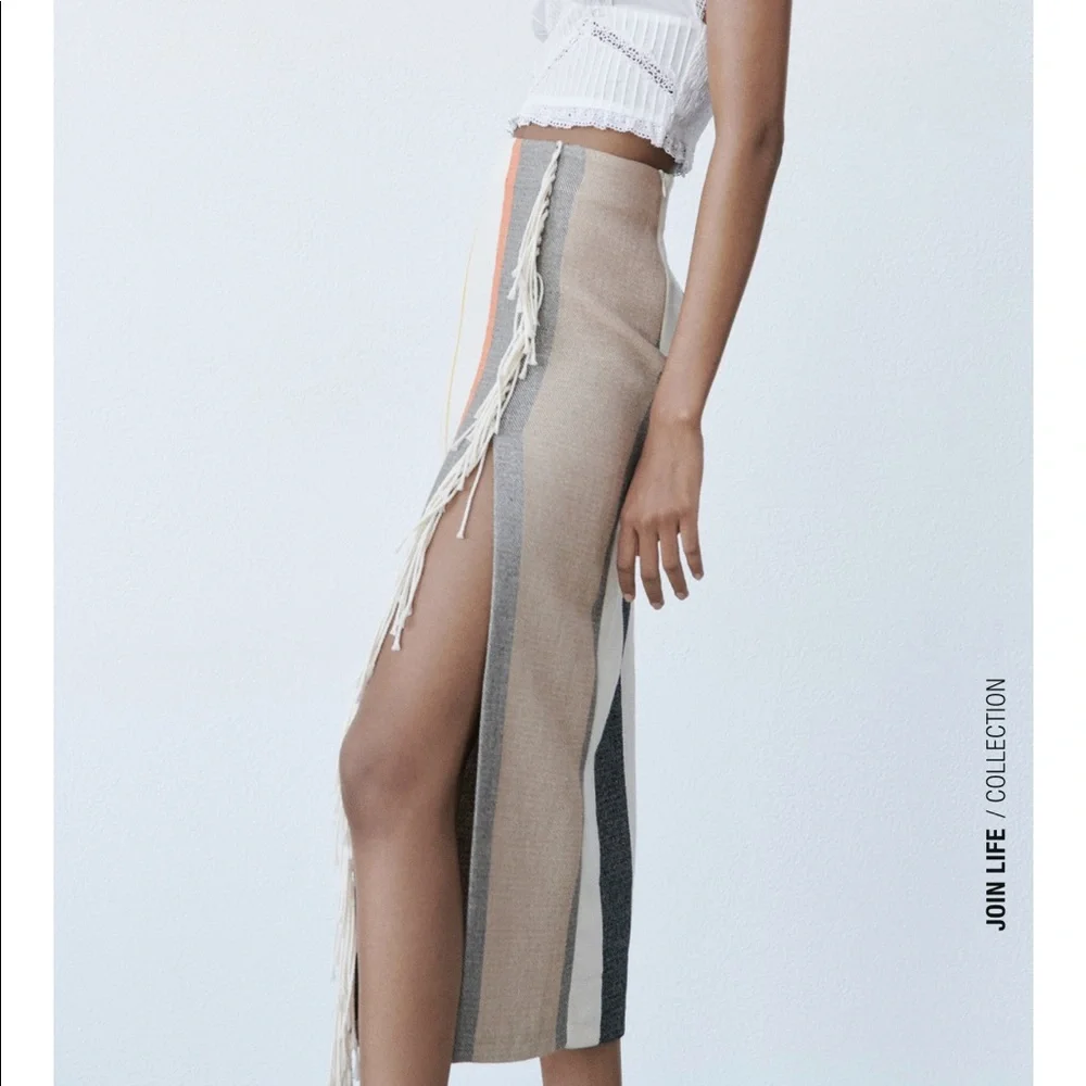 Zara striped skirt with fringes - Picture 11 of 15